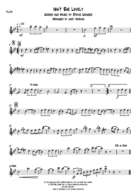 Isn't She Lovely (arr. Andy Norman)