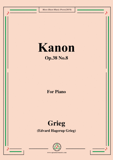 Grieg-Kanon Op.38 No.8,for Piano (arr. MSM)