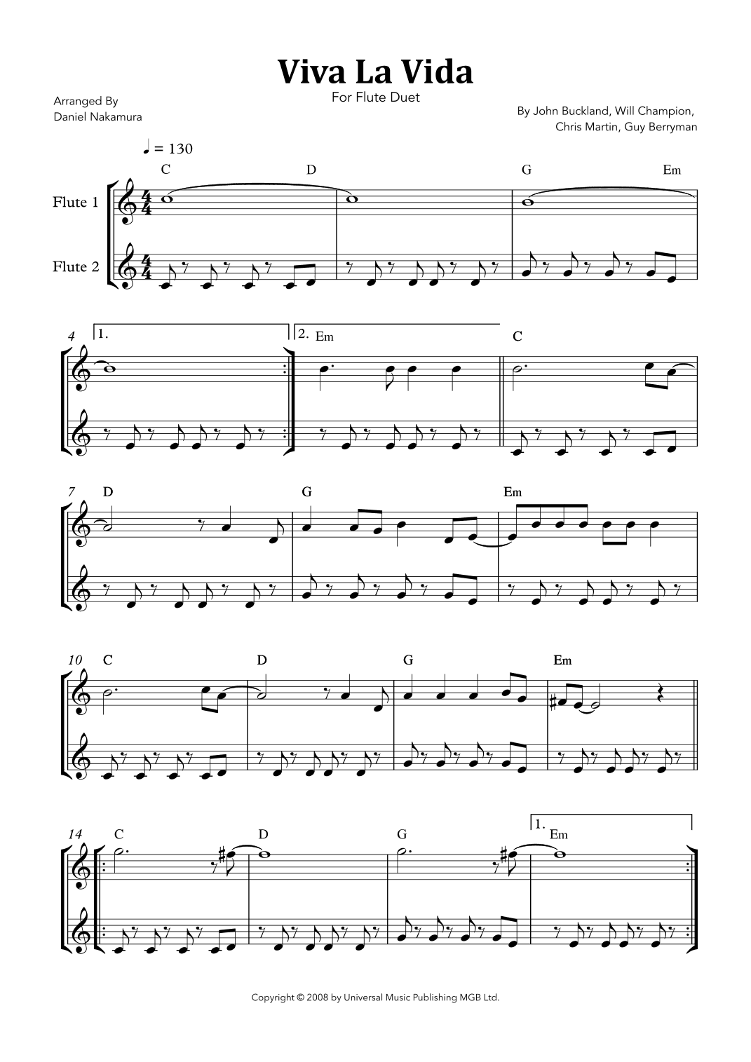 Viva La Vida (arr. Daniel Nakamura)