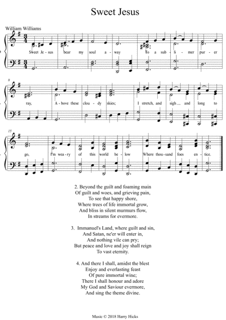 Sweet Jesus. A new tune to a wonderful William Williams hymn.