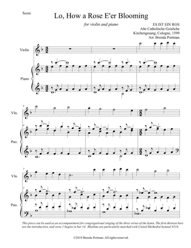 Lo, How a Rose E'er Blooming (arr. Brenda Portman)
