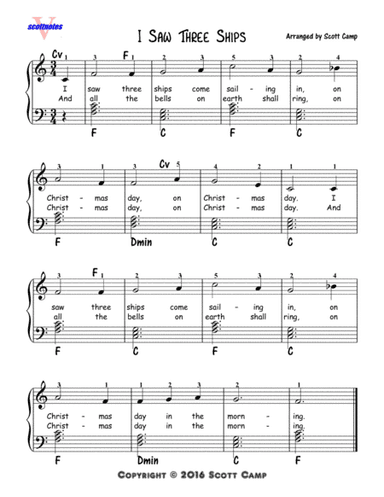 I Saw Three Ships on Christmas Day (Second Year Piano Students) (arr. Scott Camp)