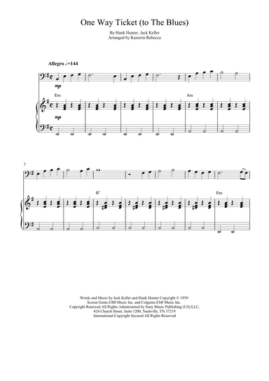 One Way Ticket (to The Blues) (arr. Kaiserin Rebecca)