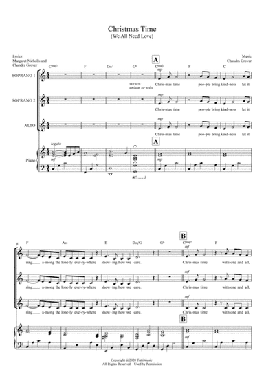 Christmas Time (We All Need Love) SSA choir and Piano