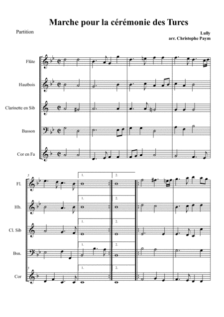 Lully Marche pour la cérémonie des Turcs - woodwind quintet (arr. Christophe Paym)