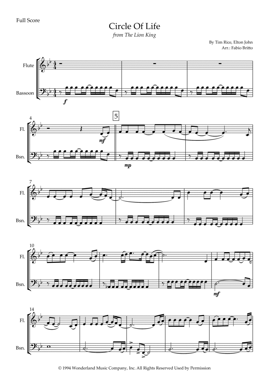 Circle Of Life (arr. Fabio Britto)