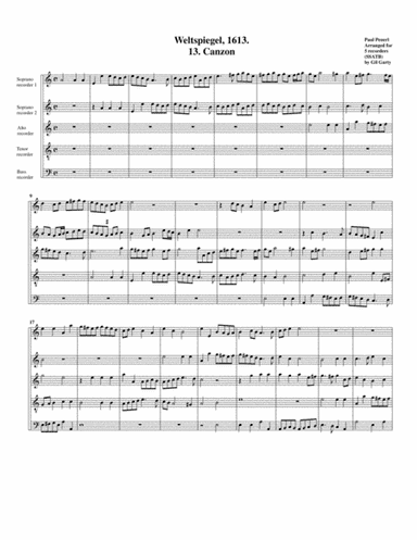 Canzon no.13 a5 (Weltspiegel, 1613) (arrangement for 5 recorders) (arr. Gil Garty)