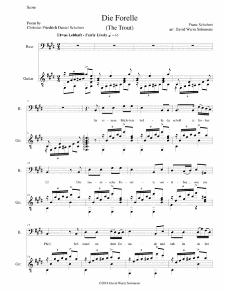Die Forelle (The Trout) for bass voice and guitar (arr. David Warin Solomons)