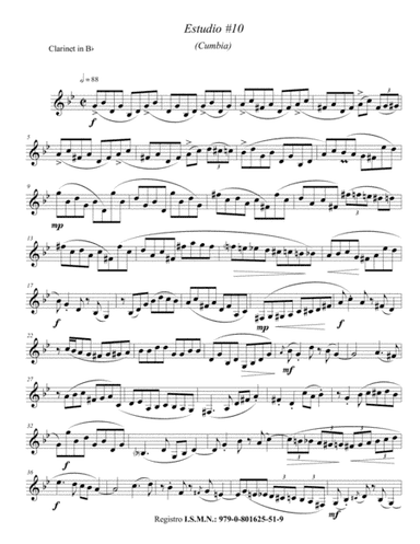 Estudio #10 (Cumbia) for Solo Clarinet