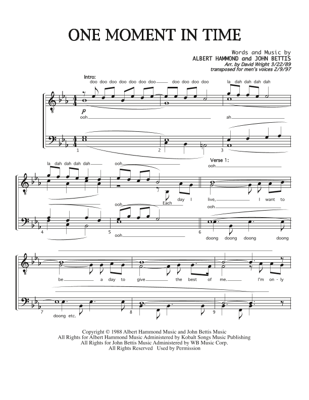 One Moment In Time (arr. David Wright)