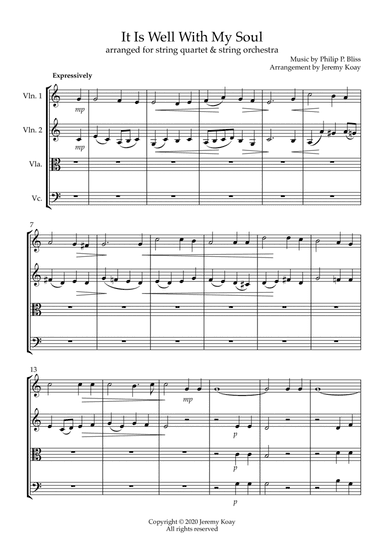 It Is Well With My Soul (String Quartet/String Orchestra) (arr. Jeremy Koay)