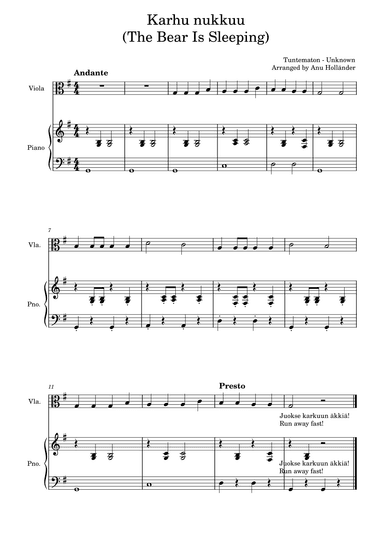 Soittosalkku: Karhu nukkuu (The Bear Is Sleeping) (arr. Anu Holländer)