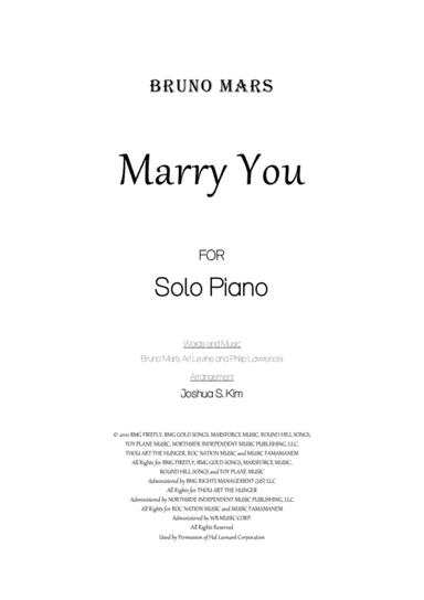 Marry You (arr. Joshua Jun S. Kim)