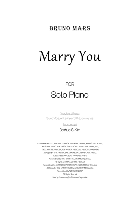 Marry You (arr. Joshua Jun S. Kim)