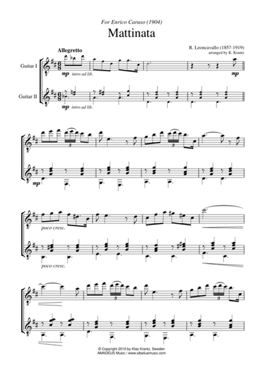 Mattinata for guitar duo (arr. Amadeus Music)