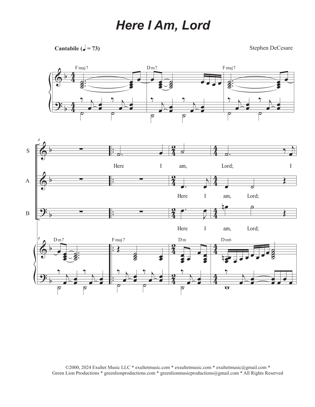 Here I Am, Lord (Vocal Trio - (SAB)