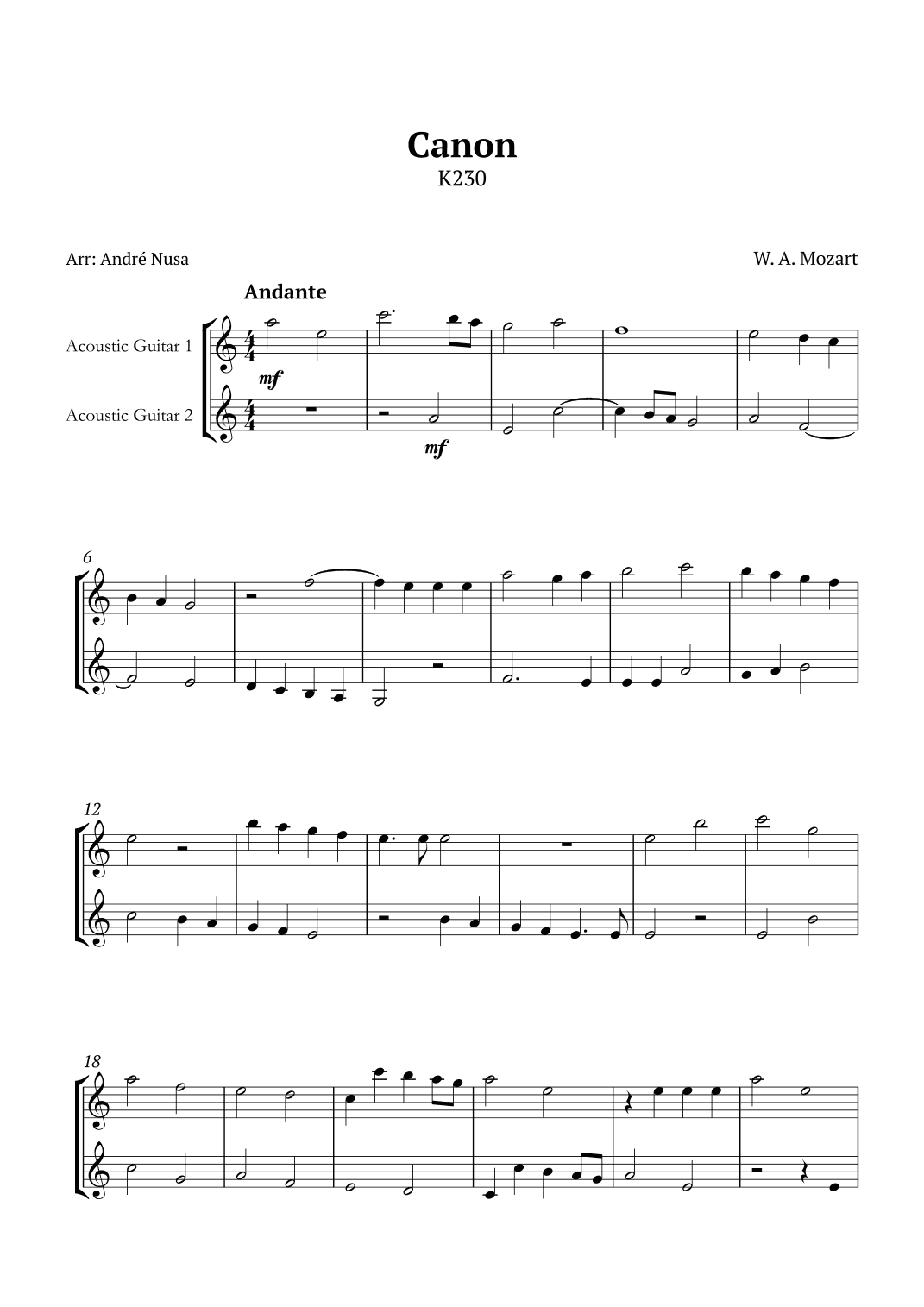 Canon K230 (arr. André Nusa)