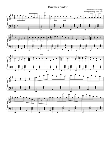 Drunken Sailor - Traditional Sea Shanty (Piano Solo) (arr. Felix Sun)