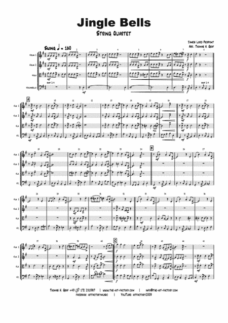 Jazzy Jingle Bells - Christmas Swing - String Quartet (arr. Thomas H. Graf)