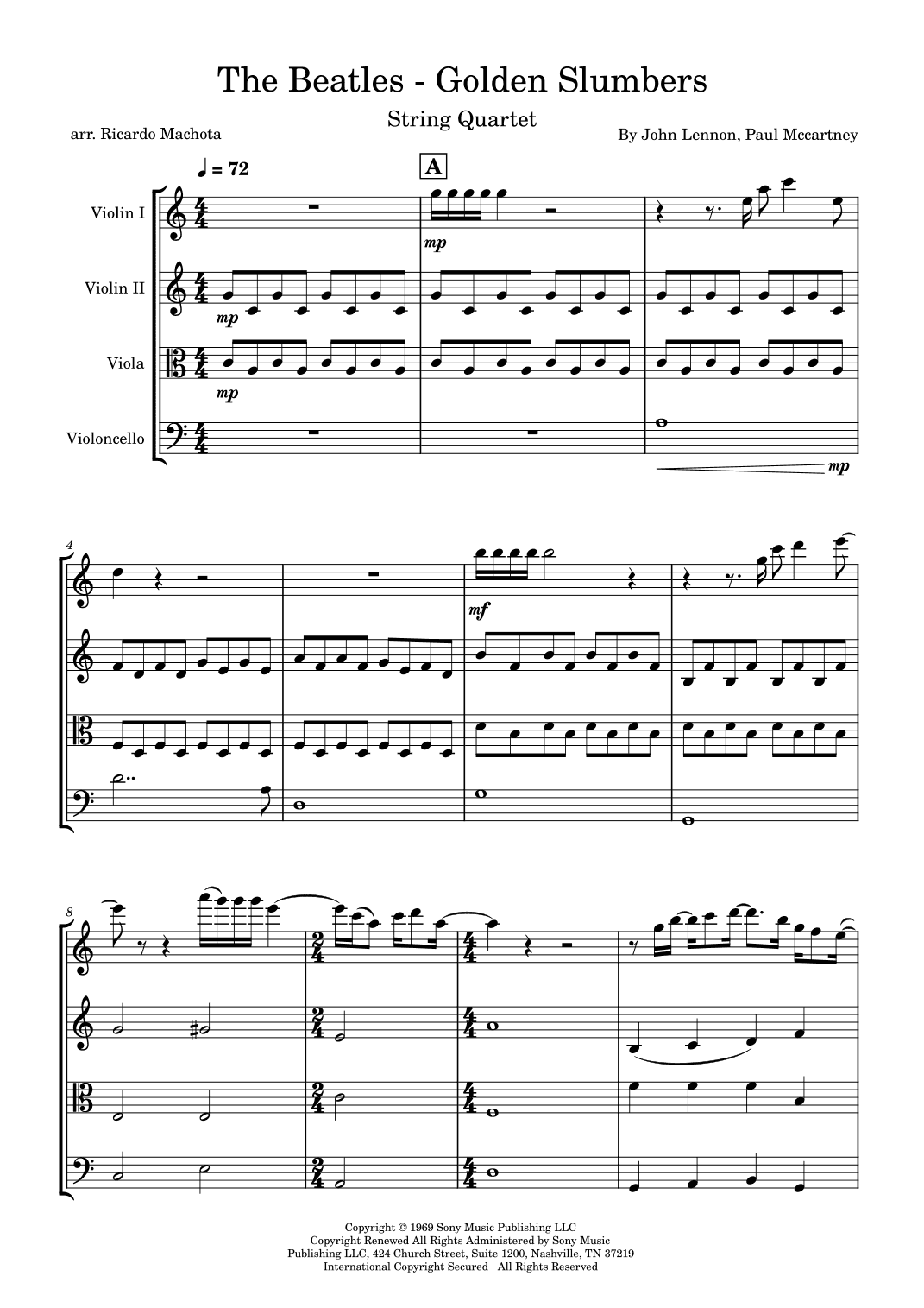 Golden Slumbers (arr. Ricardo Machota)