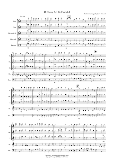 O Come all ye Faithful for Wind Quintet (arr. David Burndrett)