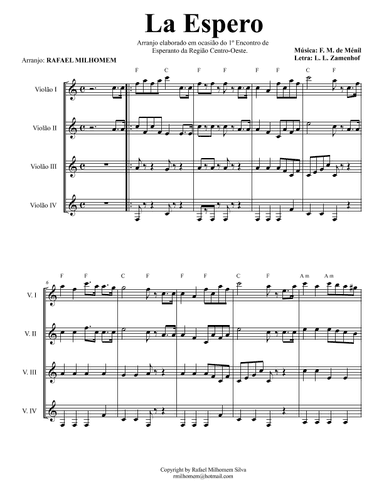La Espero (arr. Rafael Milhomem)