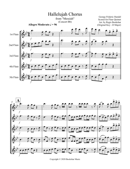 Hallelujah (from "Messiah") (Bb) (Flute Quintet) (arr. Regis Bookshar)