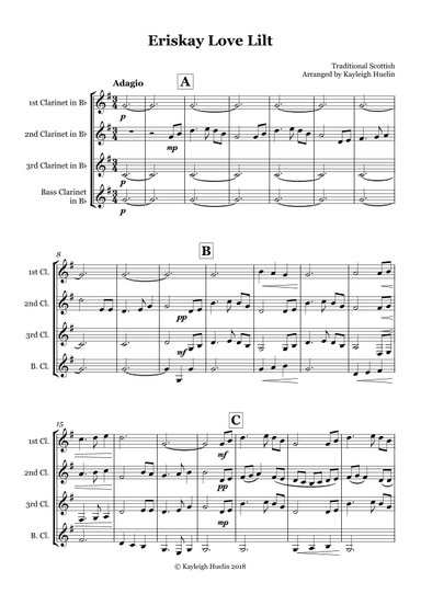 Eriskay Love Lilt - Clarinet quartet (arr. Kayleigh Huelin)