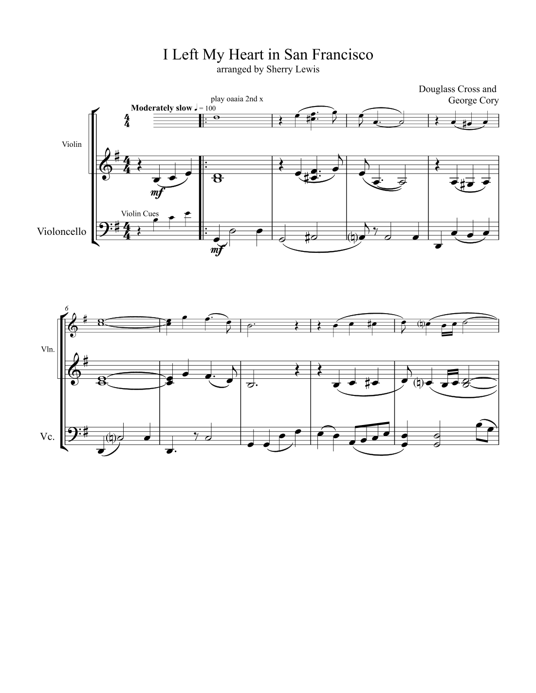 I Left My Heart In San Francisco (arr. Sherry Lewis)