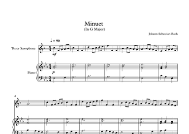 Minuet (In G Major) - Johann Sebastian Bach (Tenor Sax + Piano) (arr. Digital Book Music)