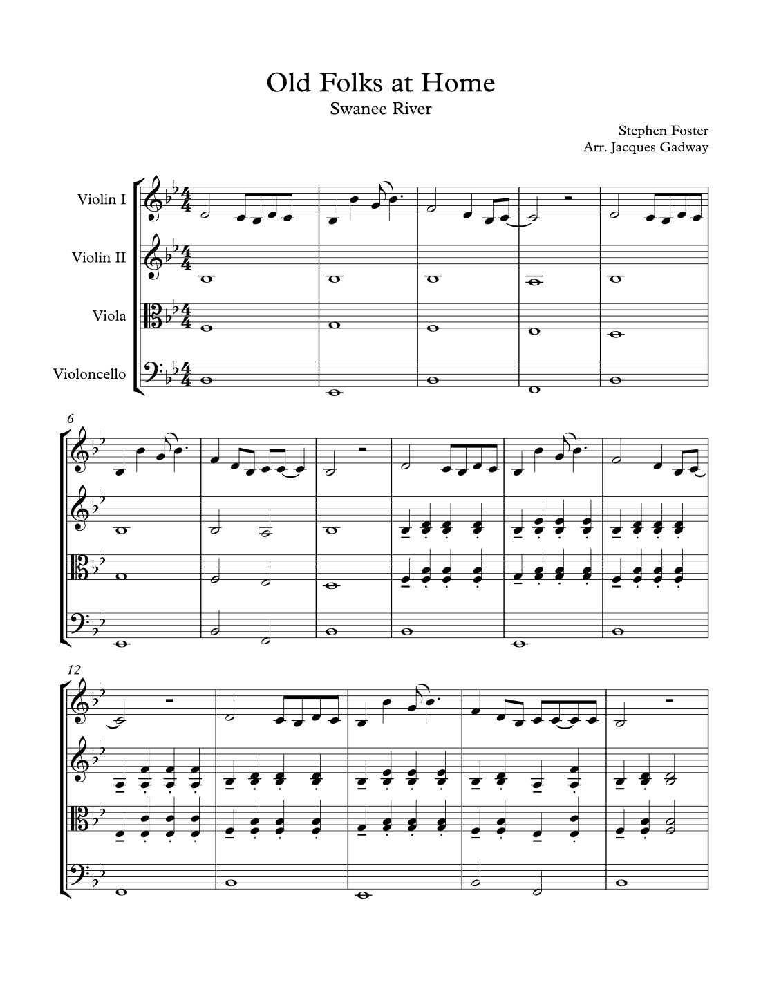 Old Folks at Home (arr. Jacques Gadway)