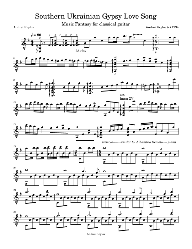 Southern Ukrainian Gypsy Love Song