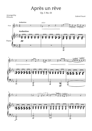 Après un Rêve - Flute and Piano (arr. BTmusic)