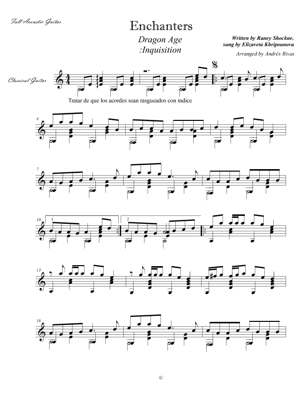 Dragon Age: Inquisition (arr. Andrés Rivas)