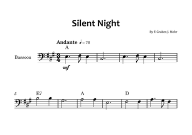 Silent Night - Bassoon solo with chord symbols (arr. Glauco Fernandes)
