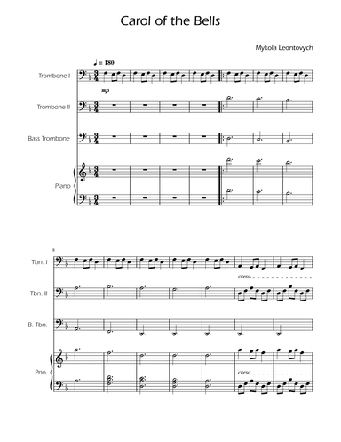 Carol of the Bells - Trombone Trio w/ Piano (arr. Ygor Nunes)