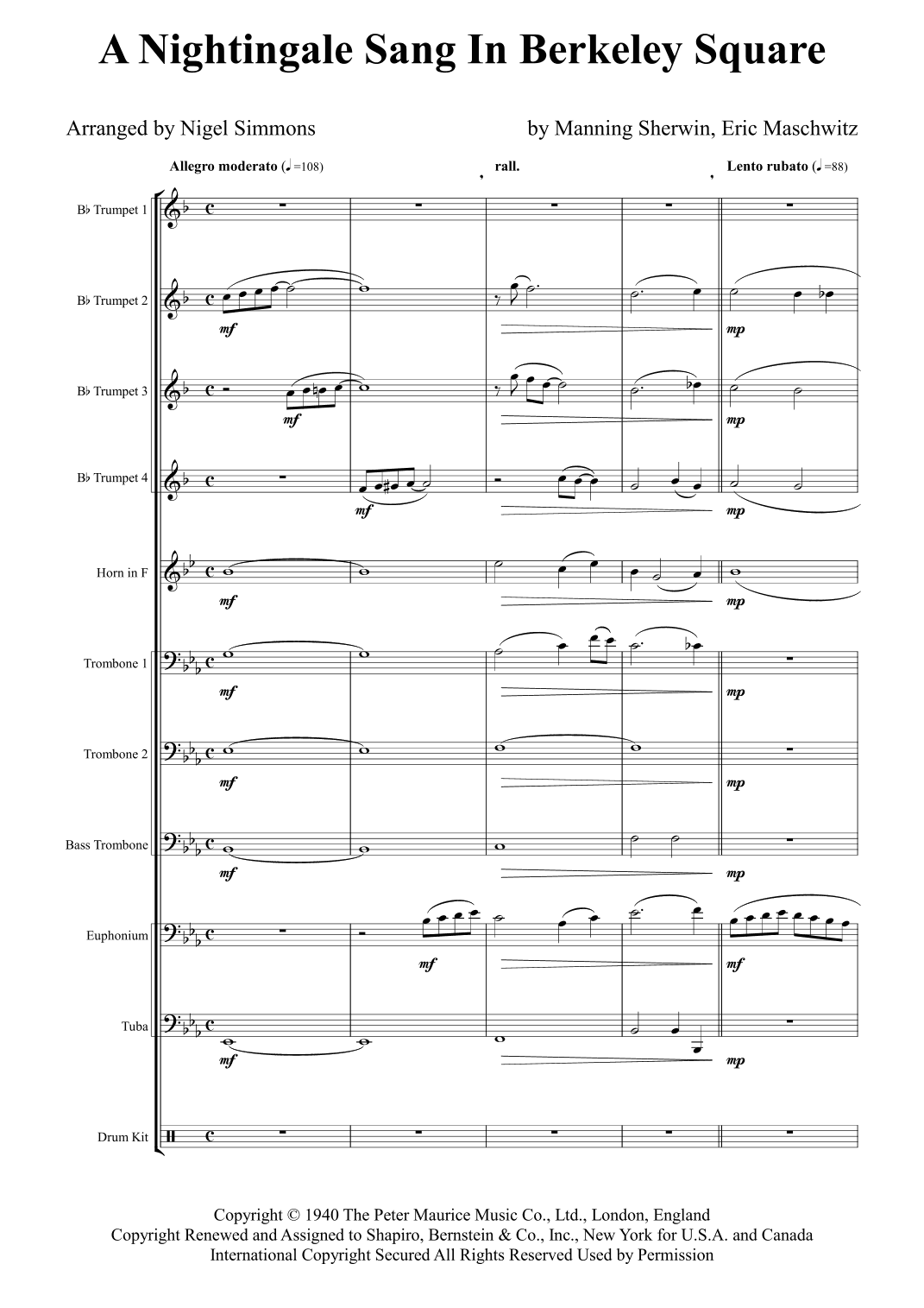 A Nightingale Sang In Berkeley Square (arr. Nigel Simmons)