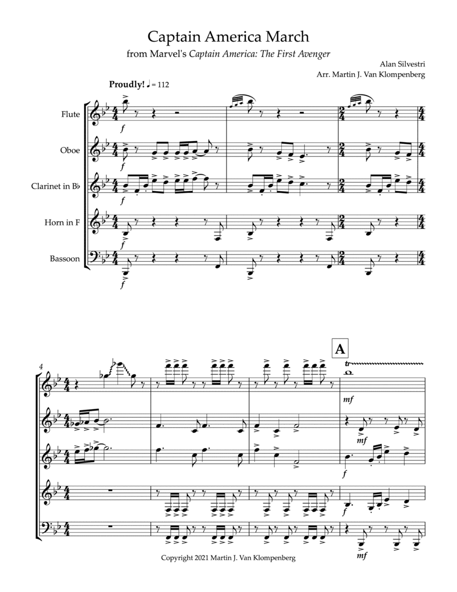 Captain America March (arr. Martin J. Van Klompenberg)