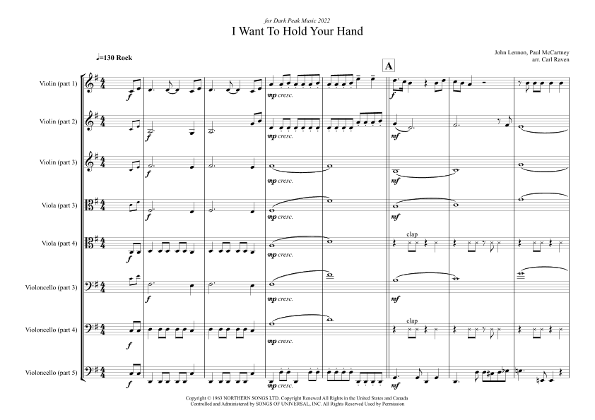 I Want To Hold Your Hand (arr. Carl Raven)