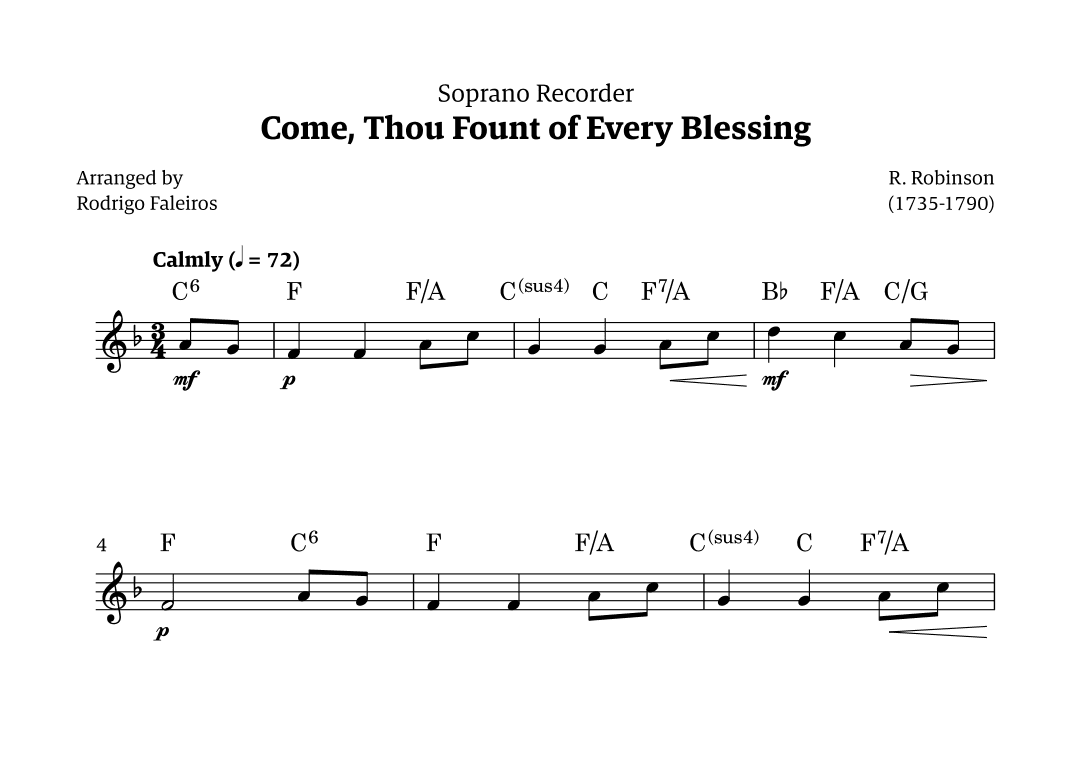 Come Thou Fount of Every Blessing (arr. Rodrigo Faleiros)
