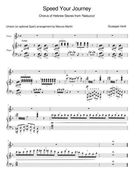 Speed Your Journey - Chorus of Hebrew Slaves (Unison or optional 2 part arrangement) (arr. Marcus Martin)