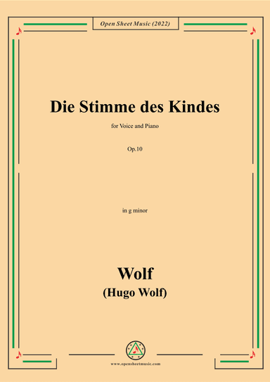 Wolf-Die Stimme des Kindes,in g minor,Op.10(IHW 39) (arr. OSM Press)