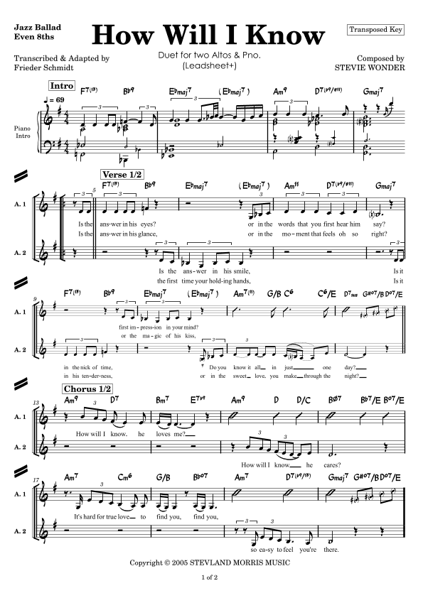 How Will I Know (arr. Frieder Schmidt)
