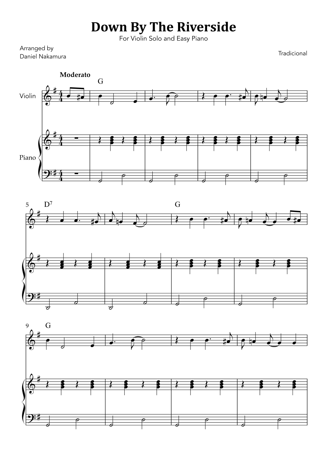 Down By The Riverside (For Violin Solo and Easy Piano) (arr. Daniel Nakamura)