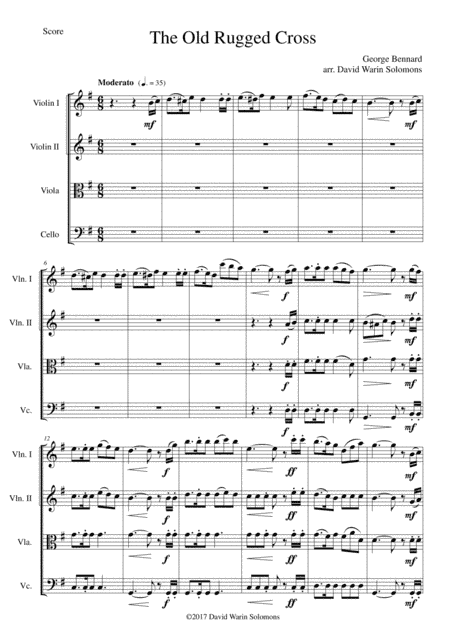 The Old Rugged Cross (original version) String Quartet (arr. David Warin Solomons)