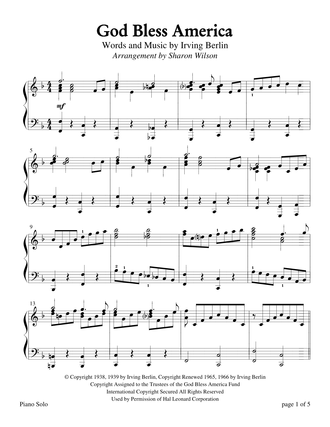 God Bless America (arr. Sharon Wilson)