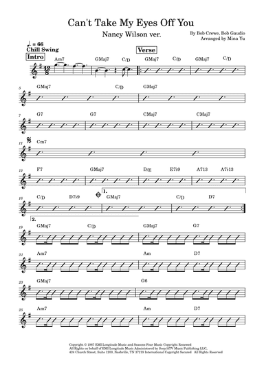 Can't Take My Eyes Off Of You (arr. Mina Yu)