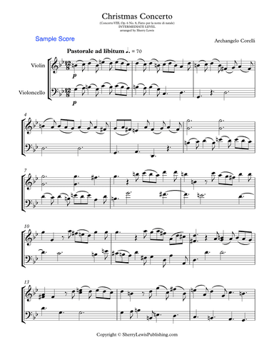 CHRISTMAS CONCERTO - PASTORALE - STRING DUO - Concerto VIII Op. 6 No. 8, Fatto per la notte di natal (arr. Sherry Lewis)