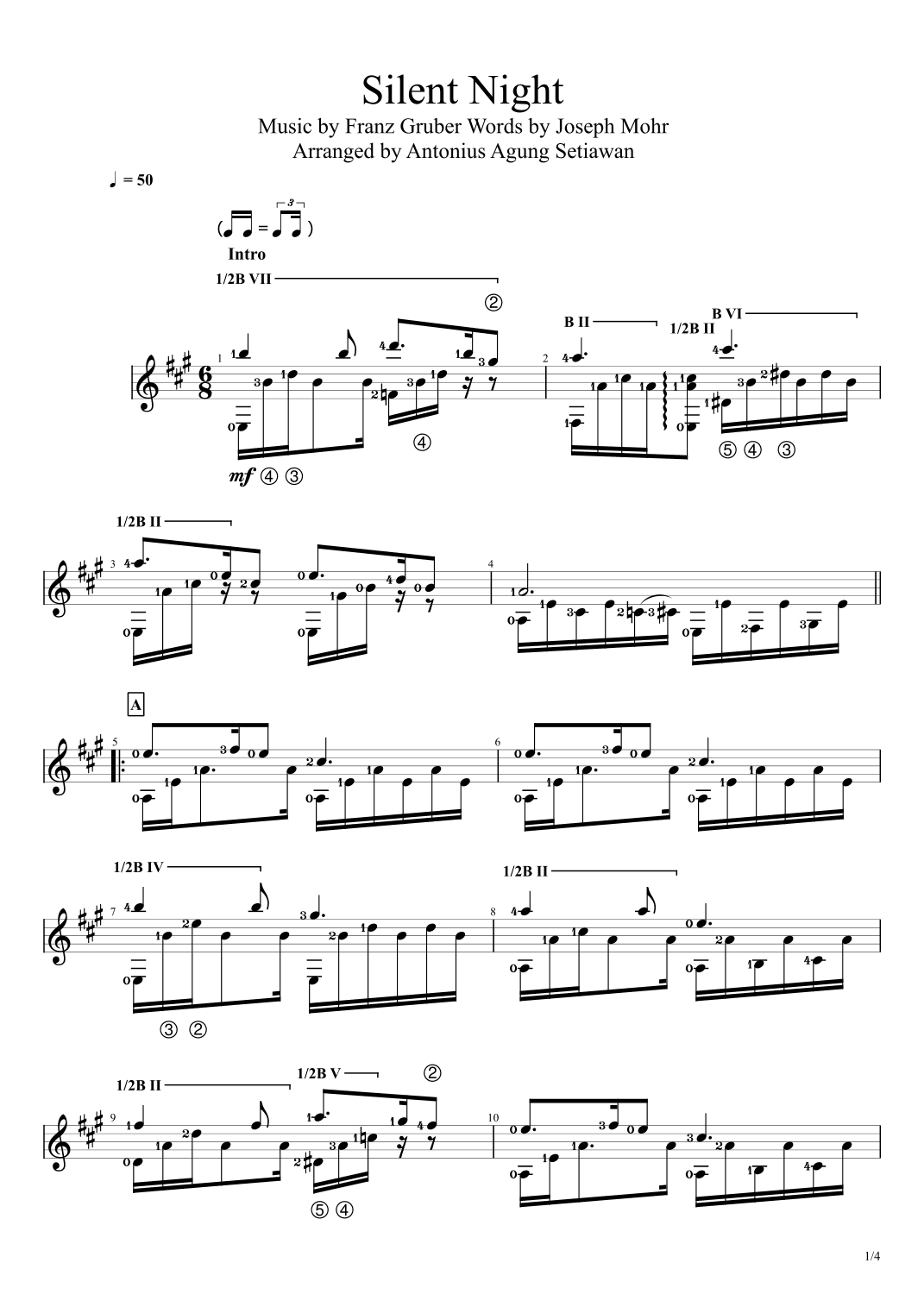 Silent Night (in A Major Scale) (arr. Antonius Agung Setiawan)