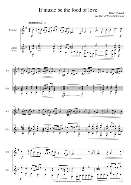 If music be the food of love for clarinet and guitar (arr. David Warin Solomons)